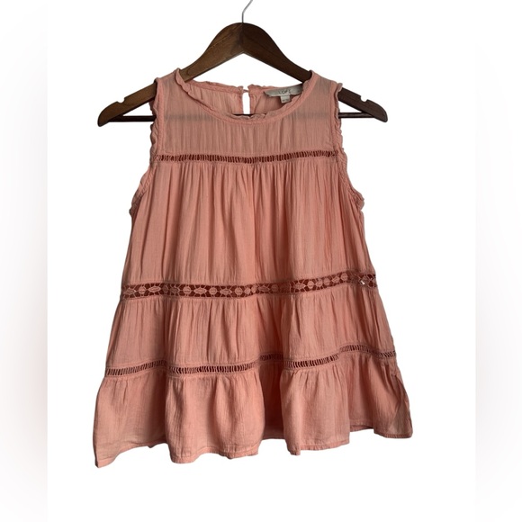 LOFT Tops - Loft Women’s Eyelet Peach Swing Blouse - SZ: XSP